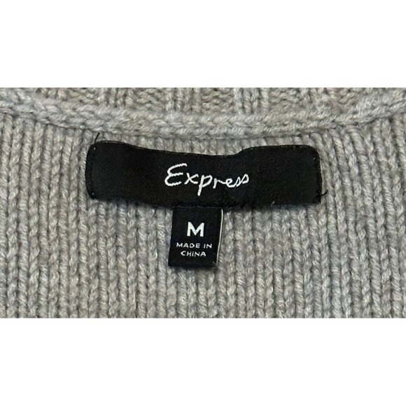 Women's Express Brand Light Gray Knit Pullover Sweater Acrylic Wool Blend Size M - Picture 6 of 13